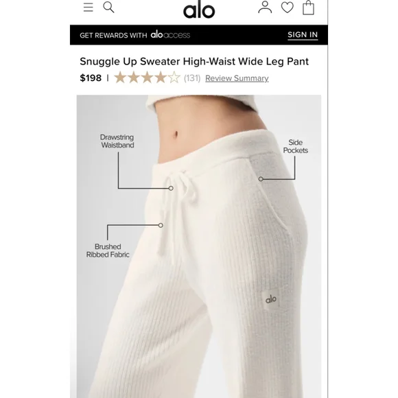 NWT Alo Yoga Ivory Snuggle Up Sweater High-Waist Wide Leg Pant XS is  available for purchase on au PAY Market - Imported Goods Online Store  Co.Ltd. | au PAY Market - Online